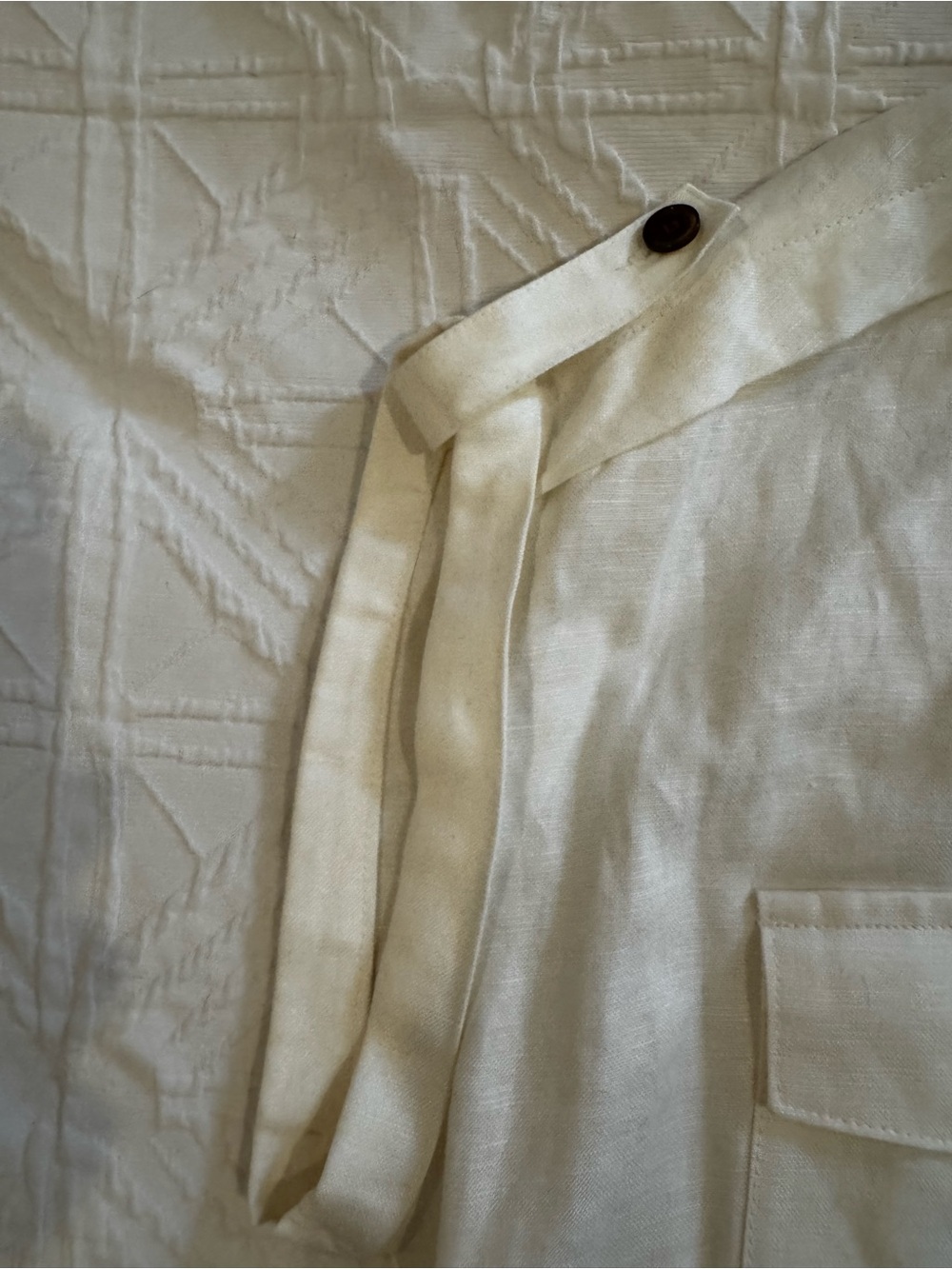 Tommy Hilfiger Linen Collared Shirt Dress in Cream - Picture 3 of 5